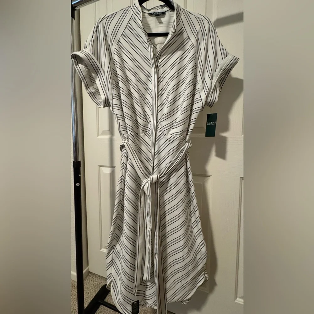 🔥 NWT Lauren Ralph Lauren stripped shirt dress size 14 - Picture 8 of 11